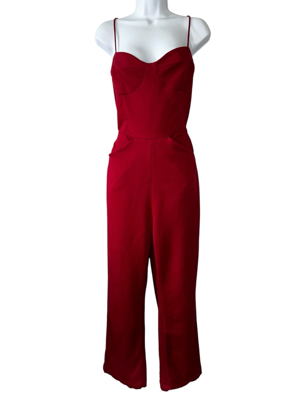 Reformation Women’s Red Spaghetti Strap Norwood Defined Cups Jumpsuit- Size 10